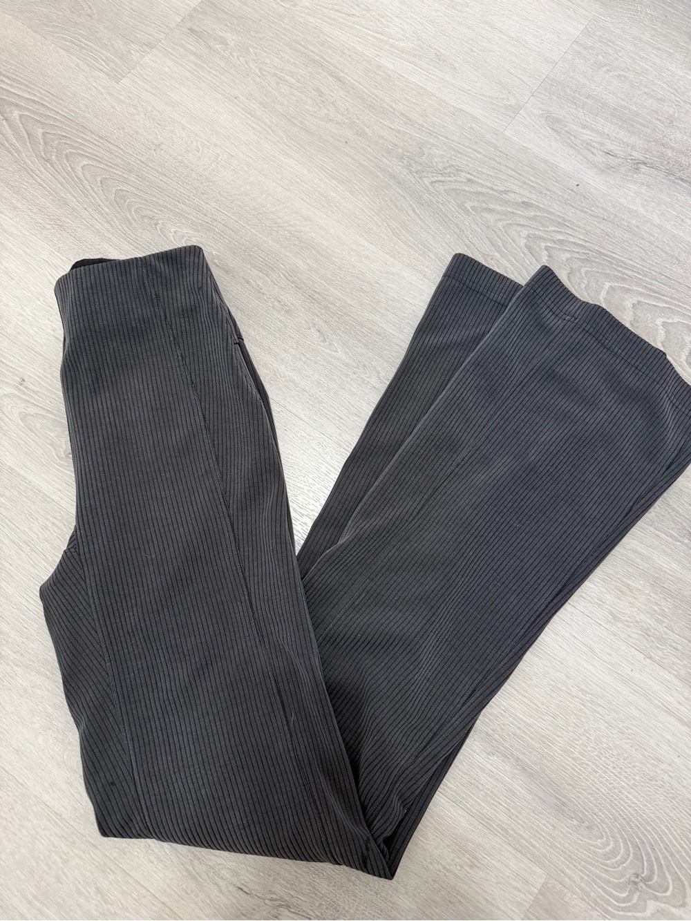 LULULEMON Ribbed Wide-Leg Pants in Charcoal Grey